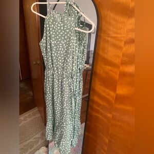 Green Patterned Sleeveless Dress